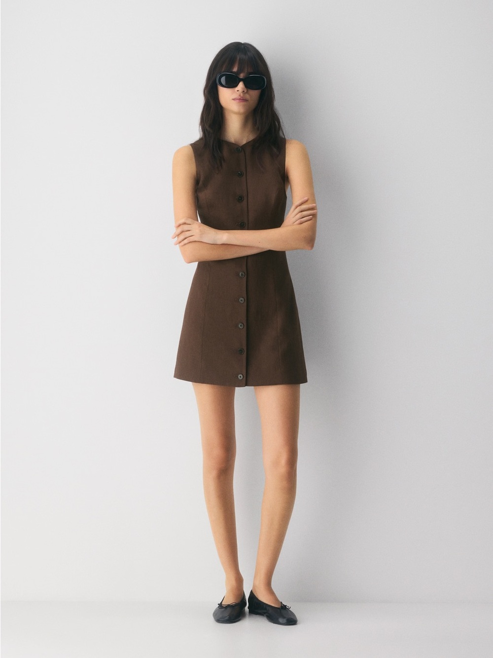 NWT Aritzia Regal power linen dress Mocha Size 8